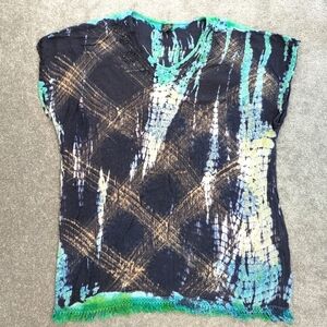 Tie dye cotton beach coverup One Size